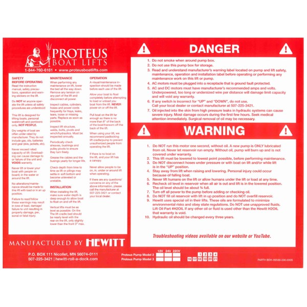 PROTEUS HYD BOX DANGER STICKER