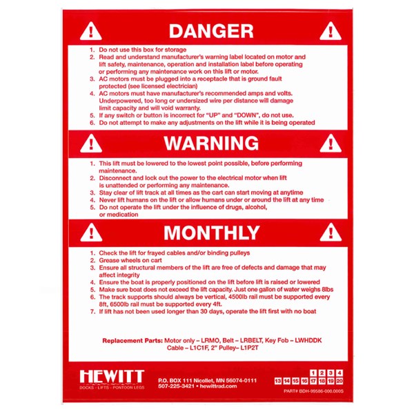 ROLL-A-RAIL DANGER LABEL