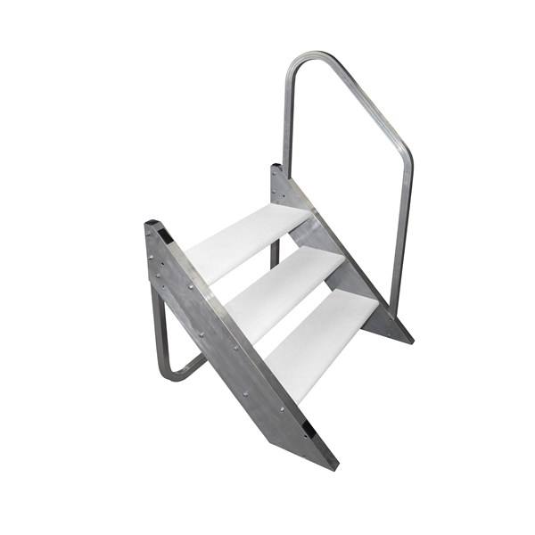 Dock 3-Step With Hand Rail-White